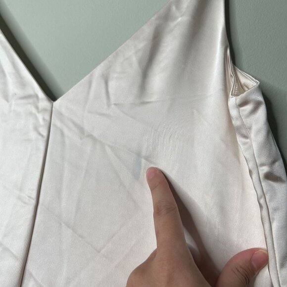 Obando Cream Satin V-Neck High Low Tank Top Women's Size 2 - Picture 9 of 11